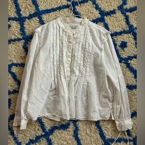 Alex Mill Pintuck Blouse with Ruffle Band Collar